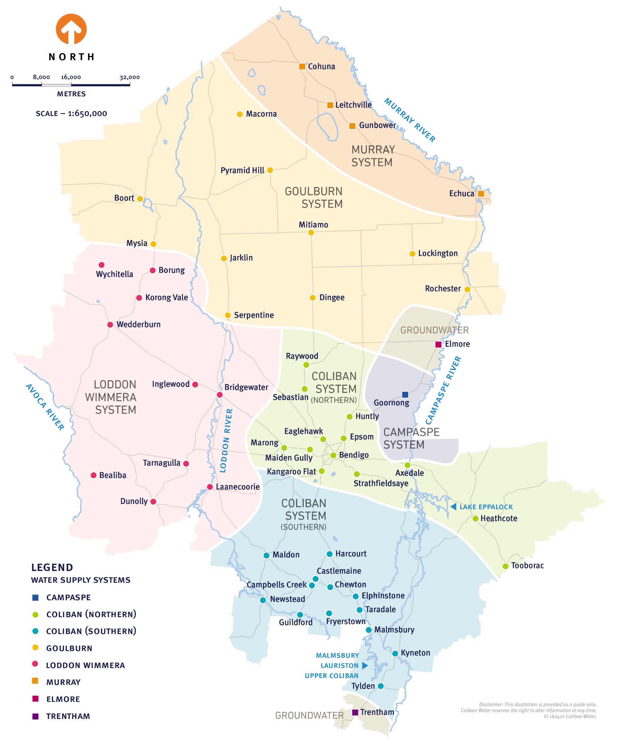 Map of Coliban Water Region