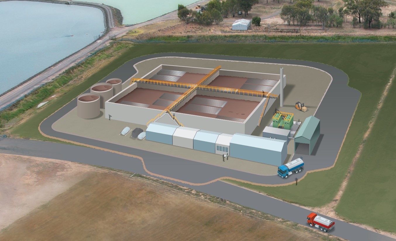 Artist impression of the planned solids handling facility at Bendigo Water Reclamation Plant. 